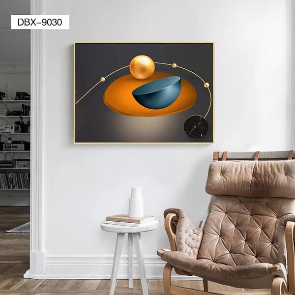 Golden Geometric Harmony Abstract Wall Art