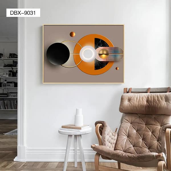 Modern Geometric Abstraction with Gold and Black Wall Art