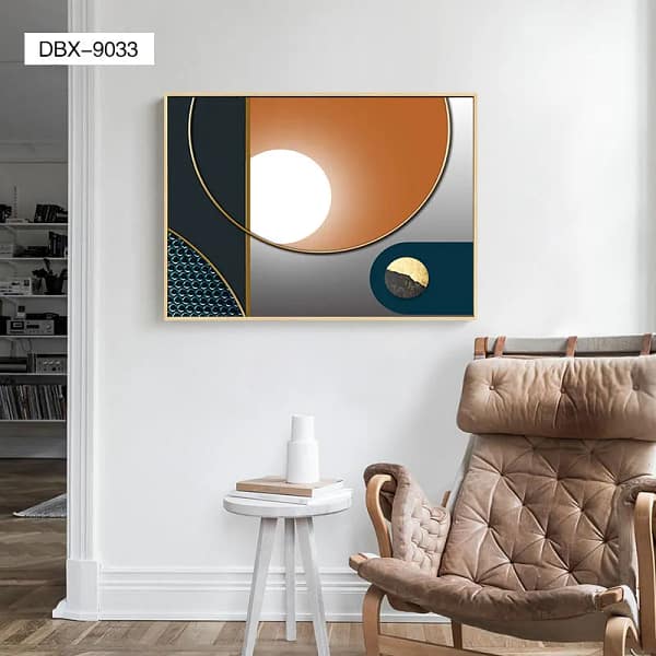 Modern Geometric Composition Orange and Teal Wall Art