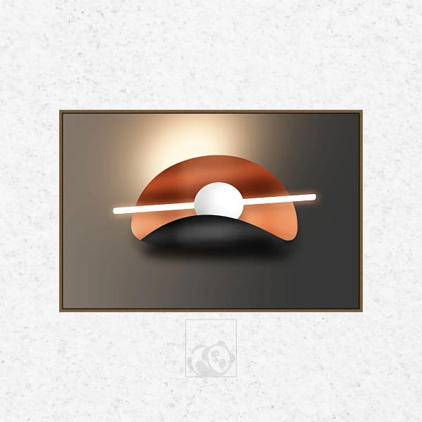 Modern Copper Wall Sconce with Glowing Sphere Wall Art