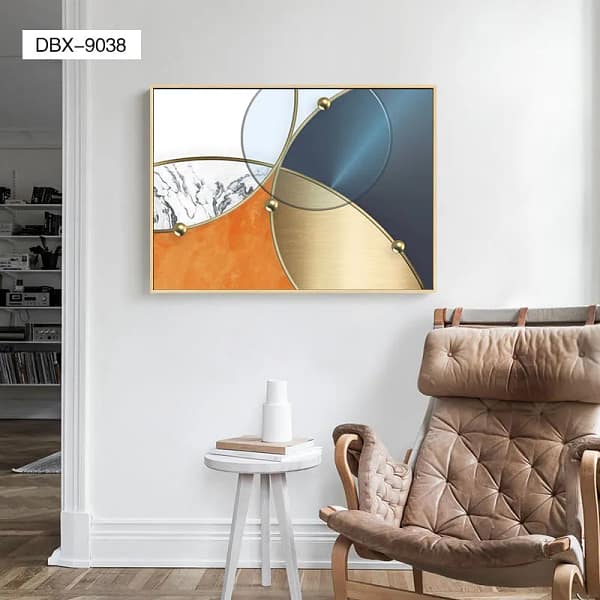 Abstract Overlapping Circles with Gold Accents Wall Art