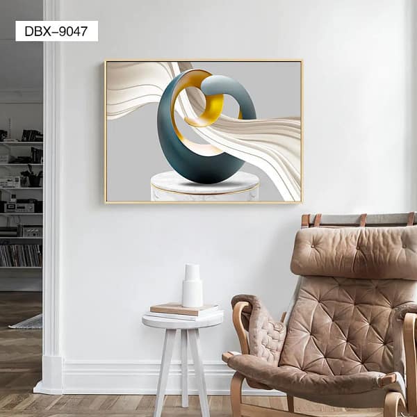Modern Abstract Sculpture with Flowing Ribbon Wall Art