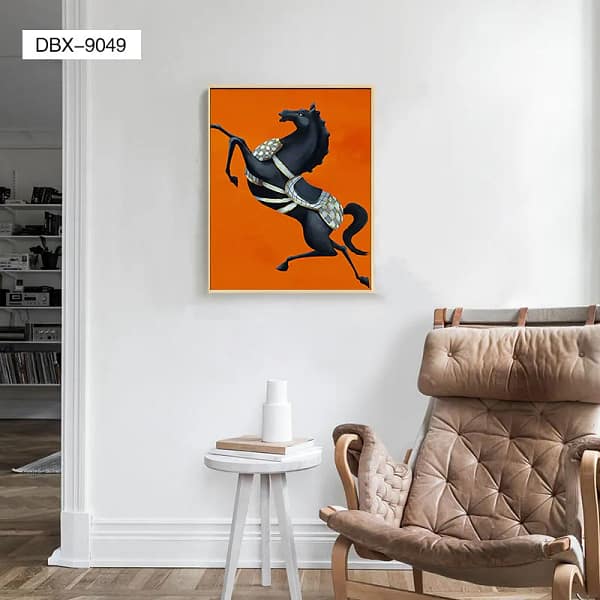 Regal Black Horse in Gold Armor Wall Art