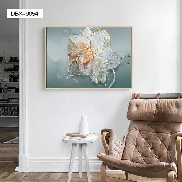 DBX-9054-Ethereal Frosted Bloom with Gold Accents Wall Art Ethereal Frosted Bloom with Gold Accents Wall Art