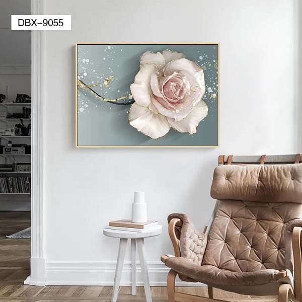 Blush Pink Rose with Gold Accents Wall Art
