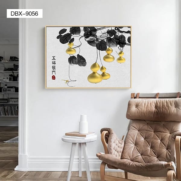 DBX-9056-Golden Gourds Chinese Ink Painting Wall Art Golden Gourds Chinese Ink Painting Wall Art