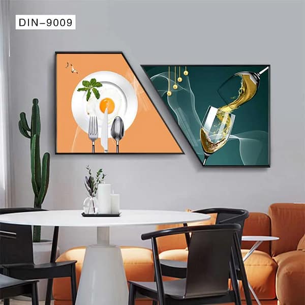 Culinary Diptych with Egg and Golden Wine Wall Art