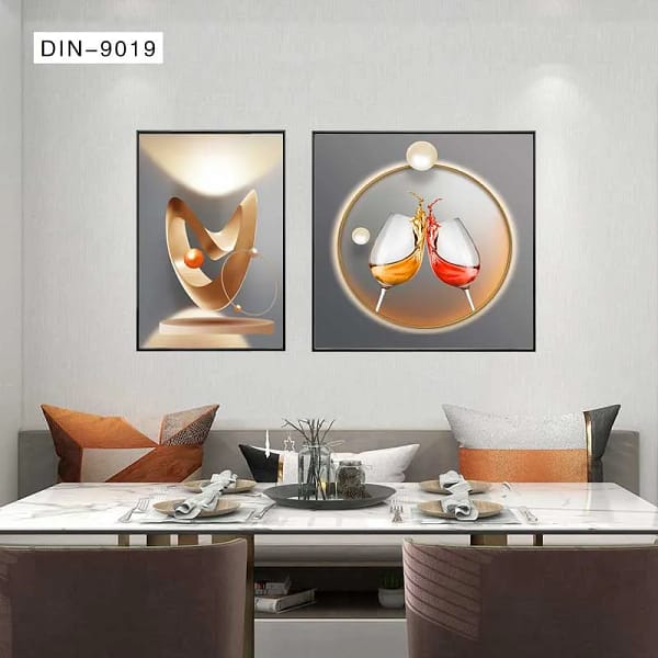 Elegant Dual Composition with Golden Accents Wall Art