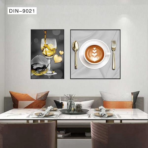 Romantic Golden Hearts & Latte Diptych Wall Art