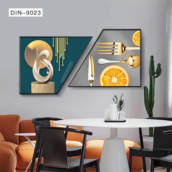 Modern Still Life with Metallic Accents and Citrus Wall Art