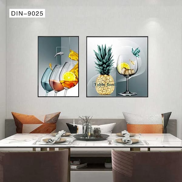 Surreal Wine Glass and Golden Pineapple Still Life Wall Art
