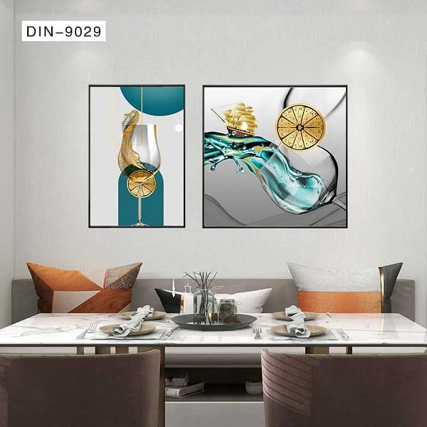 Surreal Gold & Teal Split-Scene Digital Wall Art