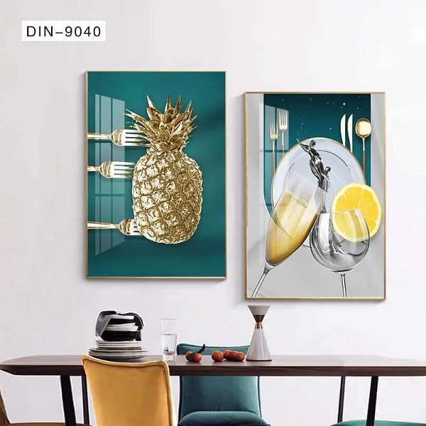 DIN-9040-Golden Pineapple and Champagne Still Life Wall Art Golden Pineapple and Champagne Still Life Wall Art
