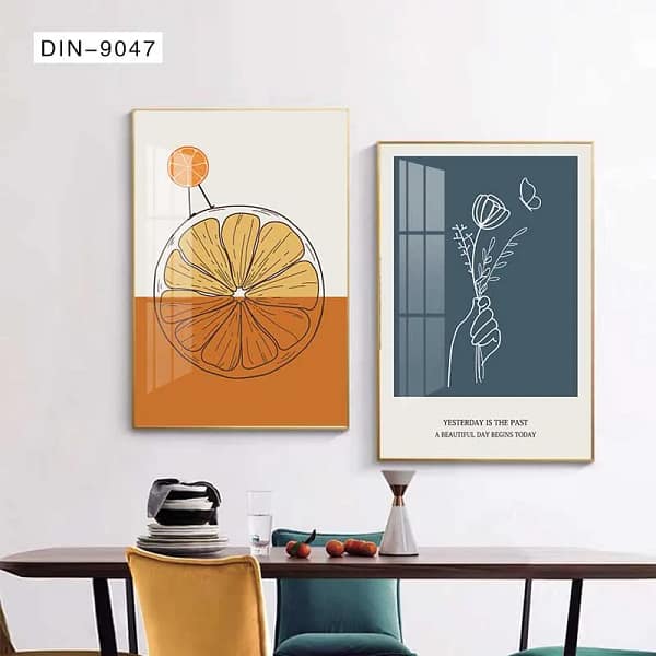 DIN-9047-Playful Orange Slice Illustration Wall Art Playful Orange Slice Illustration Wall Art