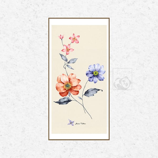 Delicate Floral Watercolor Arrangement Wall Art