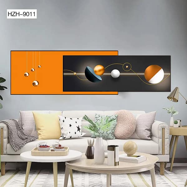 HZH-9011-Golden Orbs and Abstract Panel Overlay Wall Art Golden Orbs and Abstract Panel Overlay Wall Art