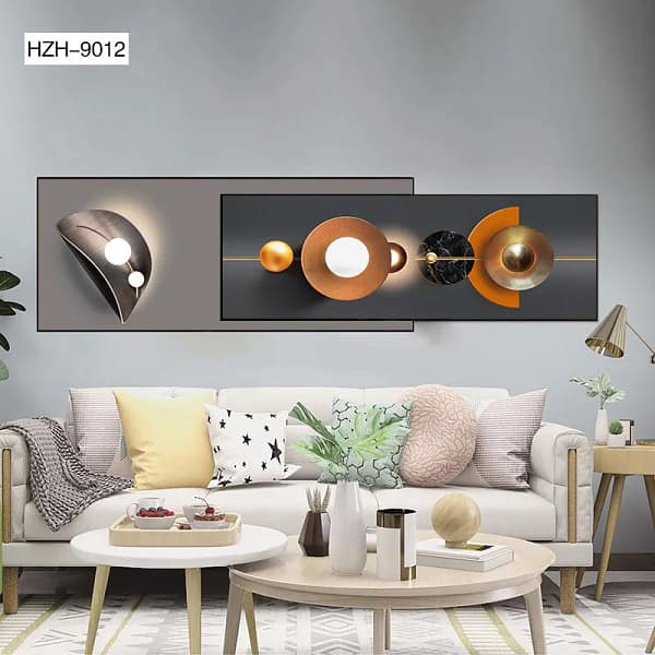 Modern Abstract Golden Sphere Overlay Wall Art