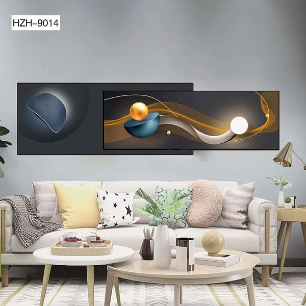 Golden Sphere Abstract Overlay Wall Art