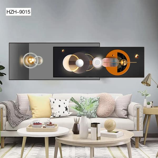 Abstract Geometric Overlay Wall Art with Golden Accents