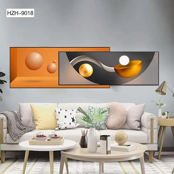 Contemporary Golden Orb Overlay Abstract Wall Art