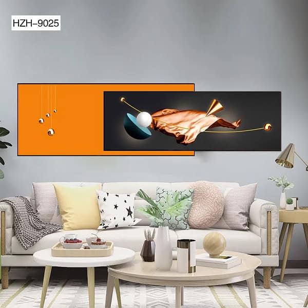 Copper Silk and Golden Sphere Overlay Wall Art