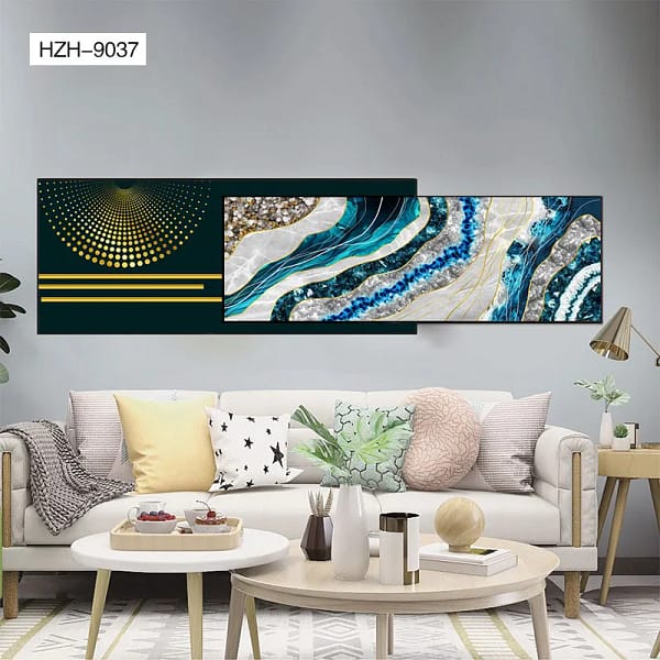 Teal and Gold Geode Overlay Wall Art – 2-Piece Set