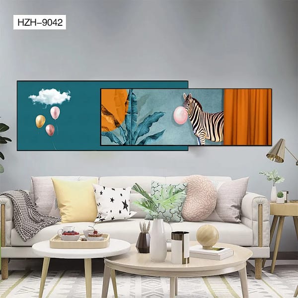 Playful Zebra with Bubblegum Overlay Wall Art