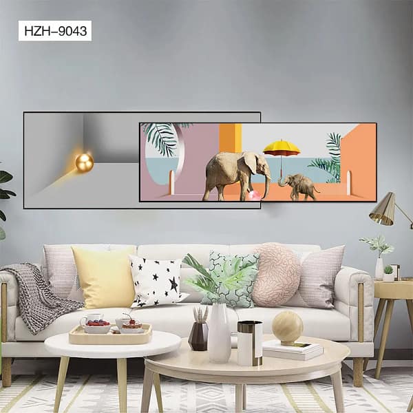 Whimsical Elephants with Umbrella Overlay Wall Art