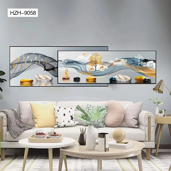 Golden Deer in Dreamlike Mountain Landscape Overlay Wall Art