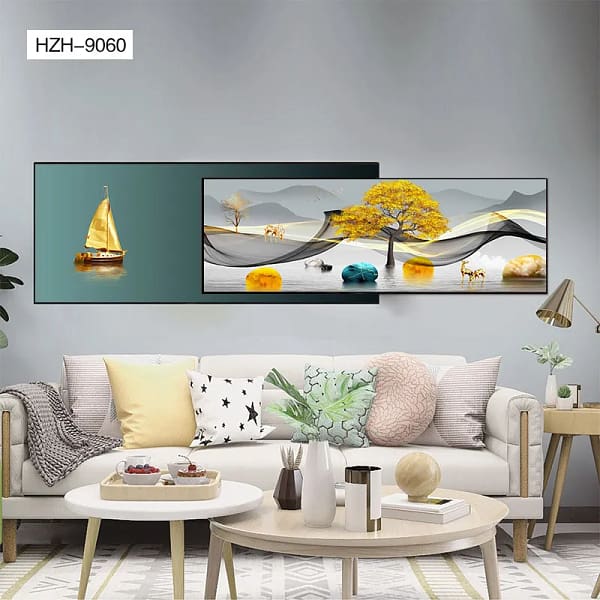 Golden Deer Dreamscape Overlay Wall Art – 2-Piece Set