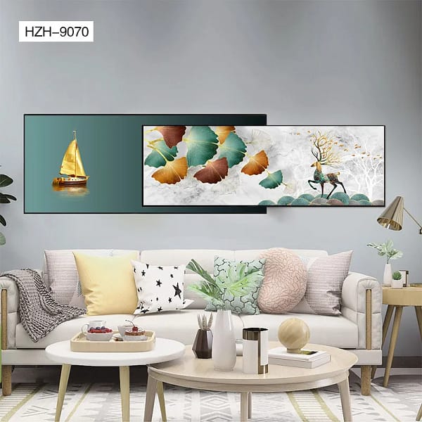 Regal Emerald and Gold Deer Overlay Wall Art