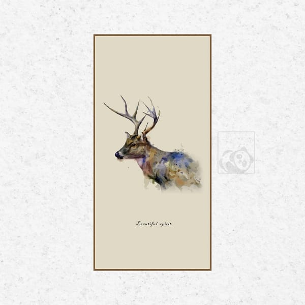 Majestic Deer Watercolor Painting with Beautiful Spirit Wall Art