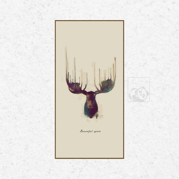 Moose Head Watercolor with Beautiful Spirit Text Wall Art