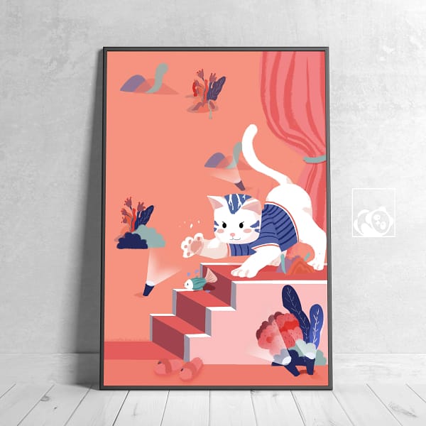 Simple Pleasures White Cat Wall Art Poster - 32 Simple Pleasures White Cat Wall Art Poster