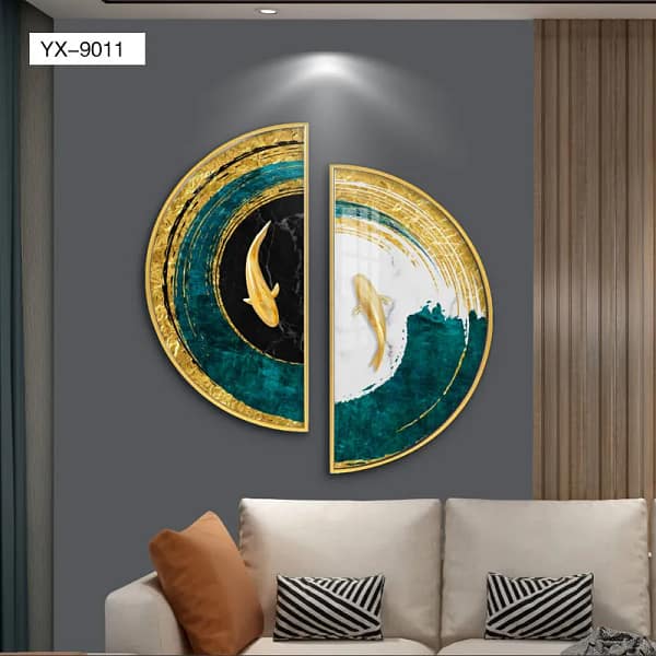 Golden Koi Fish Yin-Yang Wall Art