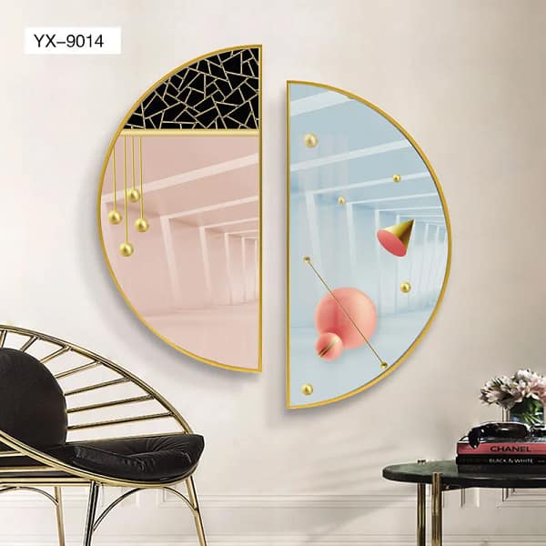Dual Abstract Harmony with Pink and Blue Wall Art