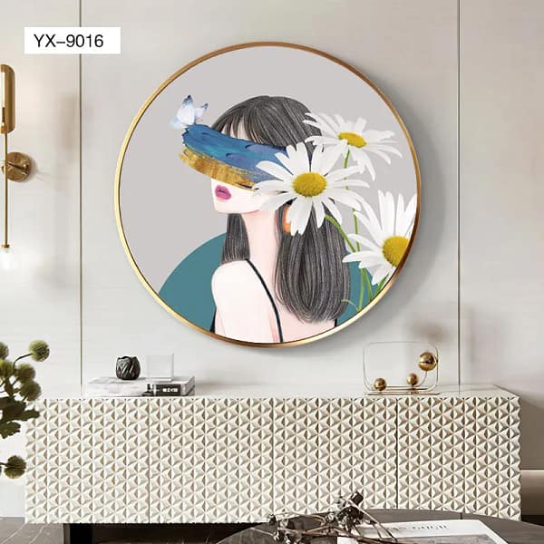 Mystical Woman Portrait with Blue and Gold Butterfly Wall Art