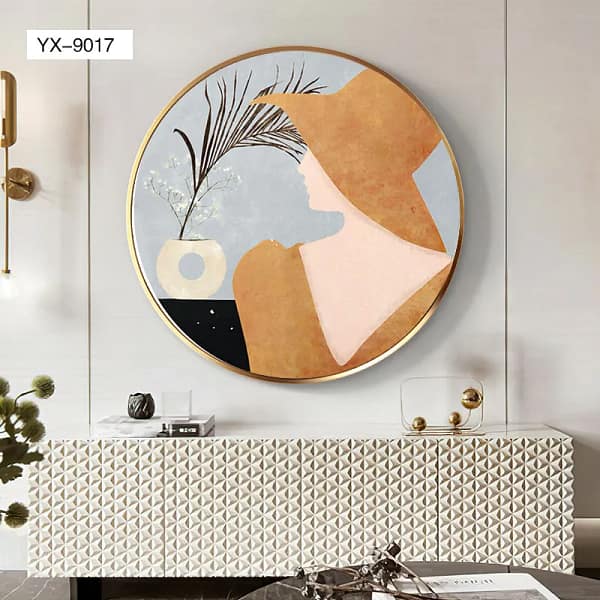 Golden-Hued Woman with Vase and Baby’s Breath Wall Art