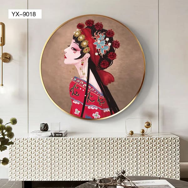 Elegant Chinese Opera Woman in Red and Gold Wall Art