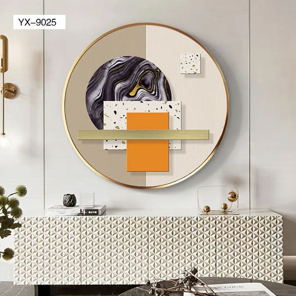 Geometric Abstract with Terrazzo and Gold Accents Wall Art