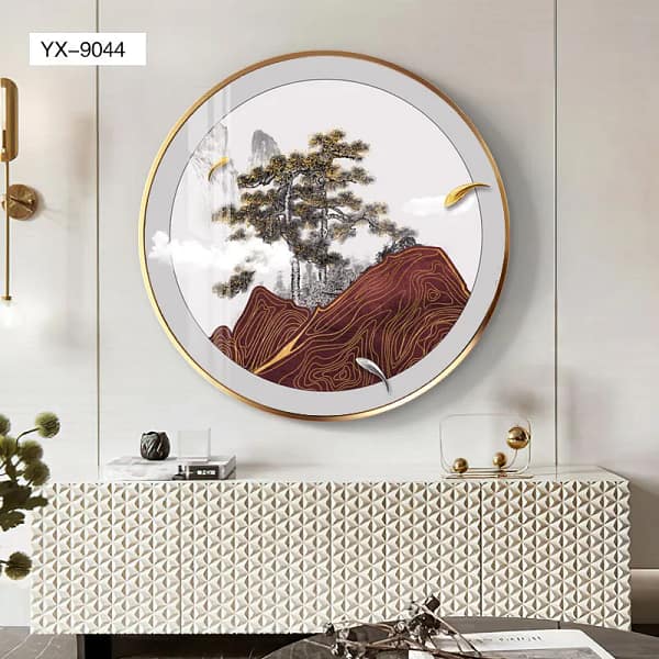 Golden Pine Landscape with Surreal Accents Wall Art