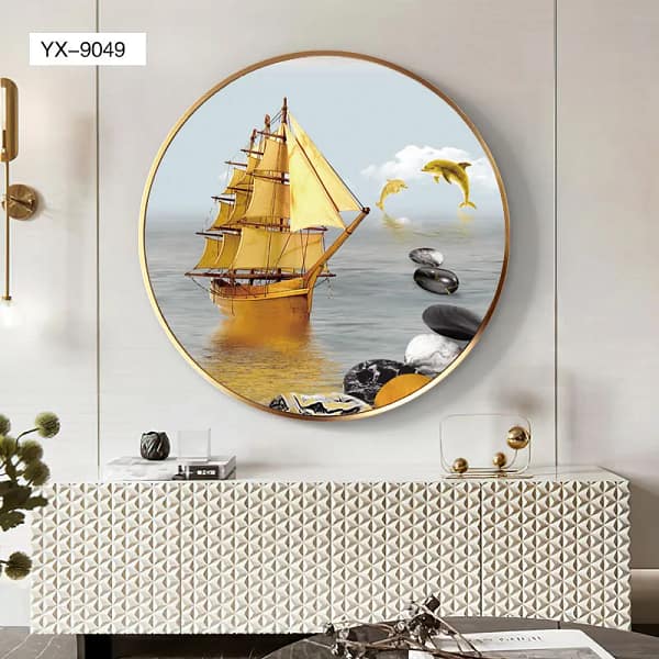 Golden Galleon with Leaping Dolphins Wall Art