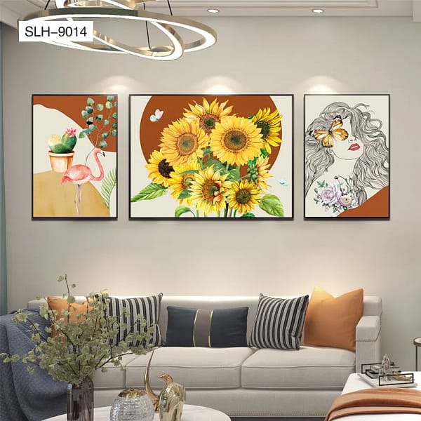 Sunflower & Flamingo Serenity Woman Trio Wall Art