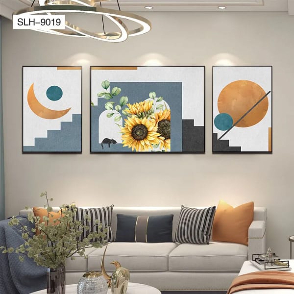 SLH-9019-Golden Sunflower & Bird Still Life Trio Wall Art Golden Sunflower & Bird Still Life Trio Wall Art