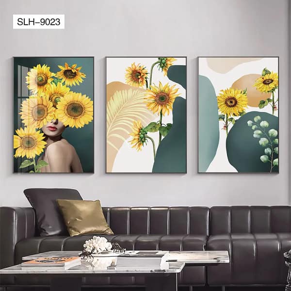 Sunflower Crowned Woman Portrait Wall Art
