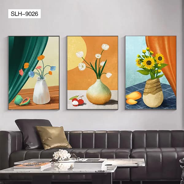 SLH-9026-Elegant Triple Vase Serene Floral Wall Art Elegant Triple Vase Serene Floral Wall Art