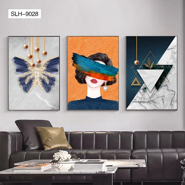 SLH-9028-Sophisticated Woman Feathered Hat Portrait Wall Art Sophisticated Woman Feathered Hat Portrait Wall Art