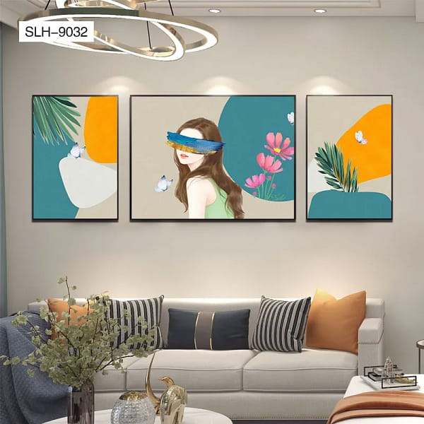 SLH-9032-Contemplative Blindfolded Woman with Lush Plant Wall Art Contemplative Blindfolded Woman with Lush Plant Wall Art