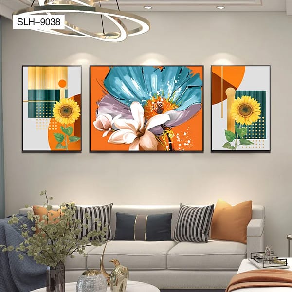 SLH-9038-Vibrant Sunburst Sunflower Trio Wall Art Vibrant Sunburst Sunflower Trio Wall Art