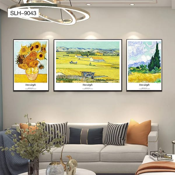 SLH-9043-Rustic Countryside Wagon Landscape Trio Wall Art Rustic Countryside Wagon Landscape Trio Wall Art